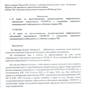 (DOC) Решение Комиссии по Чрезвычайным ситуациям с. Копчак от 1.04.2020