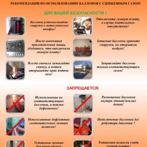 Памятка по использованию баллонов со сжиженным газом.